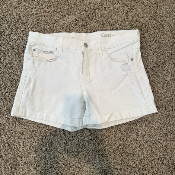GAP Pants - GAP Women's White Distressed Denim Jean Shorts